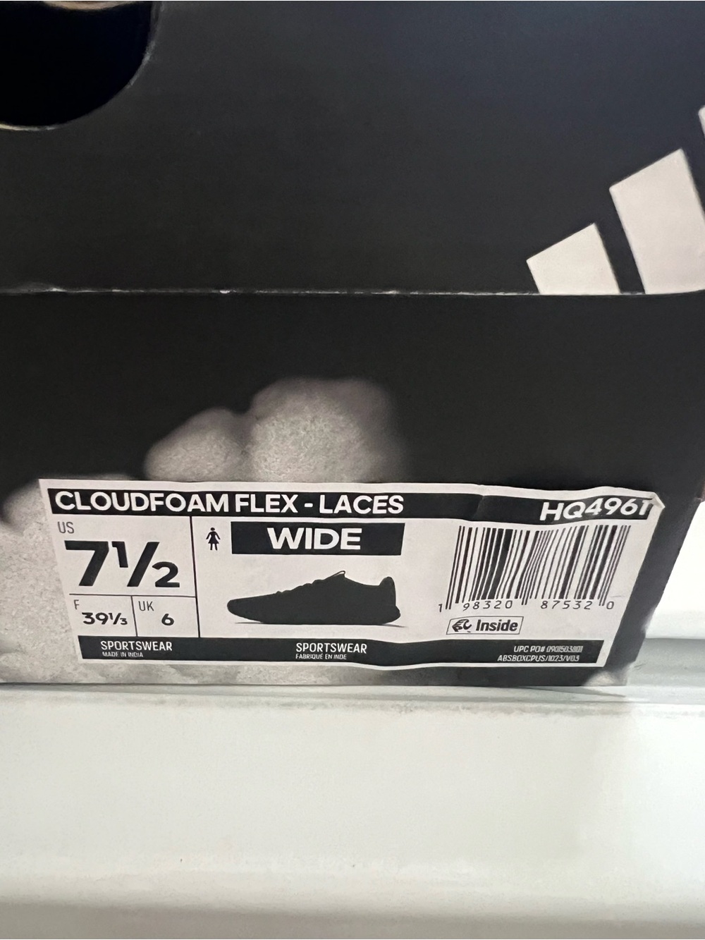 adidas Cloudfoam Flex Laces Kids Shoes - Black/White Box Label